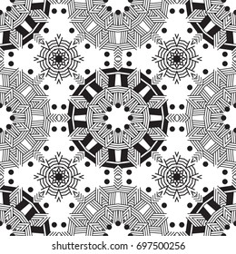 Pattern with mandalas, geometric patterns, stripes