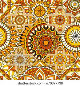 pattern with mandalas. Vintage decorative elements. Hand drawn background. Islam, Arabic, Indian, ottoman motifs.