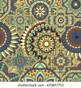 pattern with mandalas. Vintage decorative elements. Hand drawn background. Islam, Arabic, Indian, ottoman motifs.