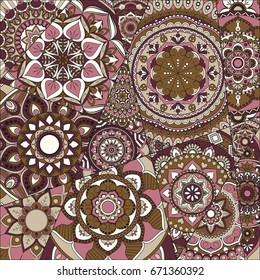 pattern with mandalas. Vintage decorative elements. Hand drawn background. Islam, Arabic, Indian, ottoman motifs.