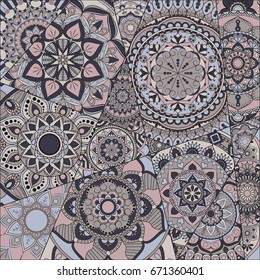 pattern with mandalas. Vintage decorative elements. Hand drawn background. Islam, Arabic, Indian, ottoman motifs.