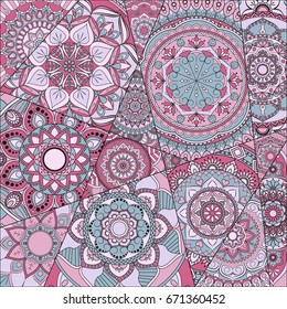 pattern with mandalas. Vintage decorative elements. Hand drawn background. Islam, Arabic, Indian, ottoman motifs.