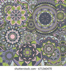 pattern with mandalas. Vintage decorative elements. Hand drawn background. Islam, Arabic, Indian, ottoman motifs.