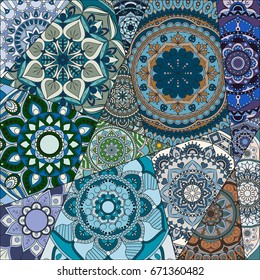 pattern with mandalas. Vintage decorative elements. Hand drawn background. Islam, Arabic, Indian, ottoman motifs.