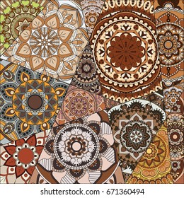 pattern with mandalas. Vintage decorative elements. Hand drawn background. Islam, Arabic, Indian, ottoman motifs.