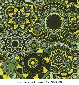 pattern with mandalas. Vintage decorative elements. Hand drawn background. Islam, Arabic, Indian, ottoman motifs.