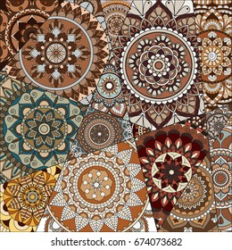 pattern with mandalas. Vintage decorative elements. Hand drawn background. Islam, Arabic, Indian, ottoman motifs.