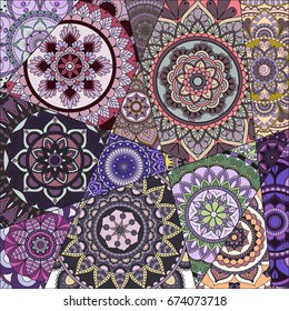 pattern with mandalas. Vintage decorative elements. Hand drawn background. Islam, Arabic, Indian, ottoman motifs.