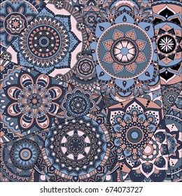 pattern with mandalas. Vintage decorative elements. Hand drawn background. Islam, Arabic, Indian, ottoman motifs.