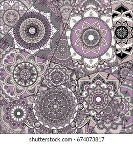 pattern with mandalas. Vintage decorative elements. Hand drawn background. Islam, Arabic, Indian, ottoman motifs.
