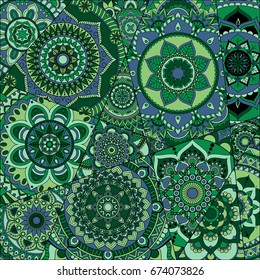 pattern with mandalas. Vintage decorative elements. Hand drawn background. Islam, Arabic, Indian, ottoman motifs.