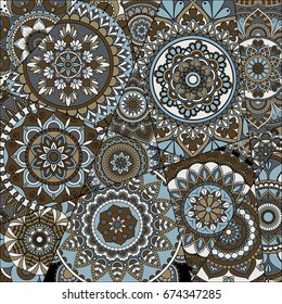 pattern with mandalas. Vintage decorative elements. Hand drawn background. Islam, Arabic, Indian, ottoman motifs.