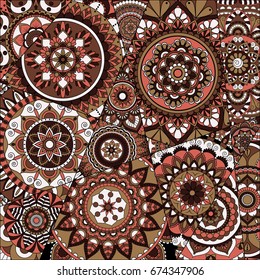 pattern with mandalas. Vintage decorative elements. Hand drawn background. Islam, Arabic, Indian, ottoman motifs.