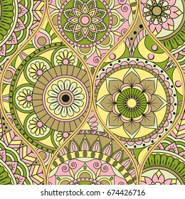 pattern with mandalas. Vintage decorative elements. Hand drawn background. Islam, Arabic, Indian, ottoman motifs.