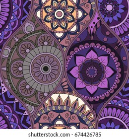 pattern with mandalas. Vintage decorative elements. Hand drawn background. Islam, Arabic, Indian, ottoman motifs.