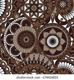 pattern with mandalas. Vintage decorative elements. Hand drawn background. Islam, Arabic, Indian, ottoman motifs.