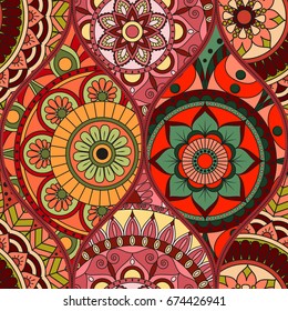 pattern with mandalas. Vintage decorative elements. Hand drawn background. Islam, Arabic, Indian, ottoman motifs.