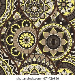 pattern with mandalas. Vintage decorative elements. Hand drawn background. Islam, Arabic, Indian, ottoman motifs.