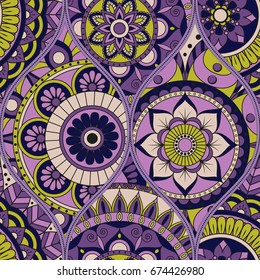 pattern with mandalas. Vintage decorative elements. Hand drawn background. Islam, Arabic, Indian, ottoman motifs.