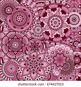 pattern with mandalas. Vintage decorative elements. Hand drawn background. Islam, Arabic, Indian, ottoman motifs.