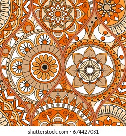 pattern with mandalas. Vintage decorative elements. Hand drawn background. Islam, Arabic, Indian, ottoman motifs.