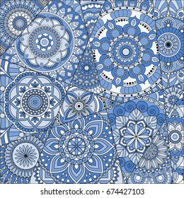 pattern with mandalas. Vintage decorative elements. Hand drawn background. Islam, Arabic, Indian, ottoman motifs.
