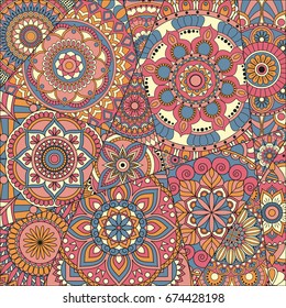 pattern with mandalas. Vintage decorative elements. Hand drawn background. Islam, Arabic, Indian, ottoman motifs.