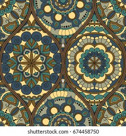 pattern with mandalas. Vintage decorative elements. Hand drawn background. Islam, Arabic, Indian, ottoman motifs.