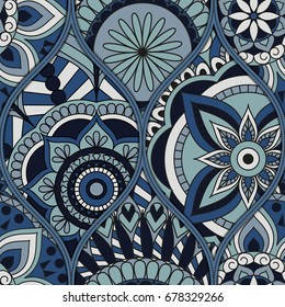pattern with mandalas. Vintage decorative elements. Hand drawn background. Islam, Arabic, Indian, ottoman motifs.