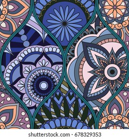 pattern with mandalas. Vintage decorative elements. Hand drawn background. Islam, Arabic, Indian, ottoman motifs.