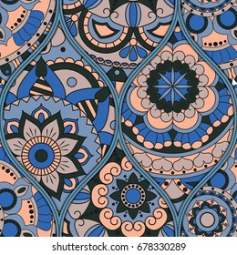 pattern with mandalas. Vintage decorative elements. Hand drawn background. Islam, Arabic, Indian, ottoman motifs.