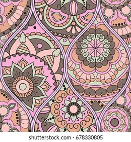 pattern with mandalas. Vintage decorative elements. Hand drawn background. Islam, Arabic, Indian, ottoman motifs.