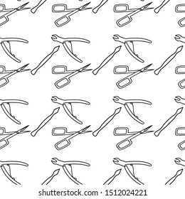 Pattern of manicure scissors, tweezers and scraper