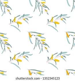 Pattern many branches with leaves and flowers
