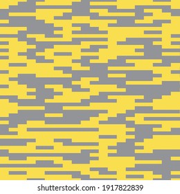 Pattern of many bricks squares of ultimate gray and illumination yellow colors. Design mosaic seamless background. Abstract square geometric background. Vector illustration.
