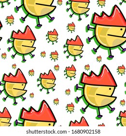 pattern of many cute monster coronavirus with eyes. simple vector illustration. Coronavirus Prevention 2019-ncov covid-19