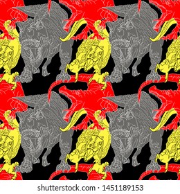 pattern of many dinosaurs in different positions