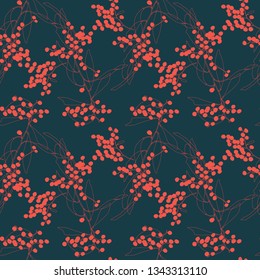 Pattern many flowers and branches with leaves