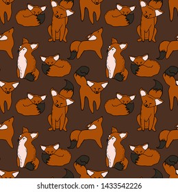 Pattern many foxes in different positions