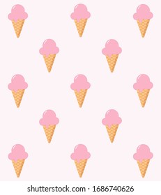 Pattern with many ice cream. Vector illustrations design background.