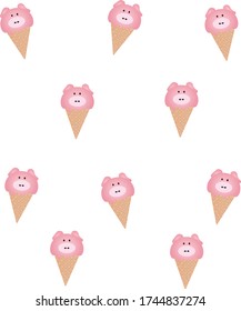 Pattern with many ice cream. Vector illustrations design background.