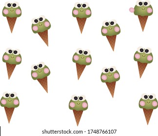 Pattern with many ice cream. Vector illustrations design background.