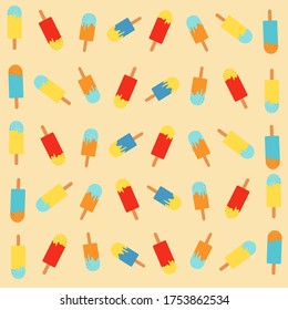 Pattern with many ice cream. Vector illustrations design background. Seamless pattern.