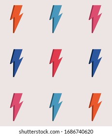 Pattern with many lightning. Vector illustrations design background.