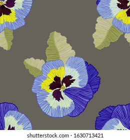 Pattern many pansy and many leaves