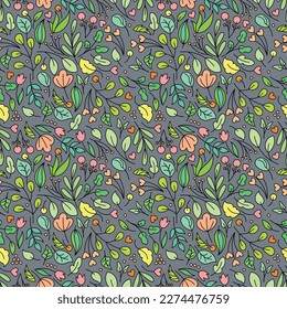 pattern many plant elements spring flowers