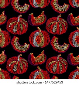 pattern of many pumpkins made in stripes graphic technology