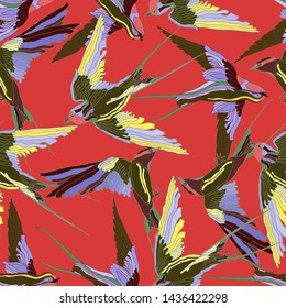Pattern many swallows in different positions