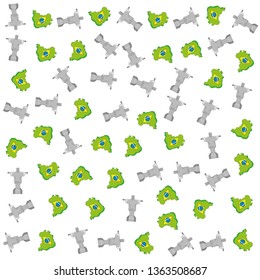 pattern of map of brazil with corcovado christ