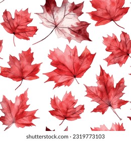 Pattern with maple leaf pattern watercolor for decorative design. White background. Banner background. Abstract art background vector. Floral decor.